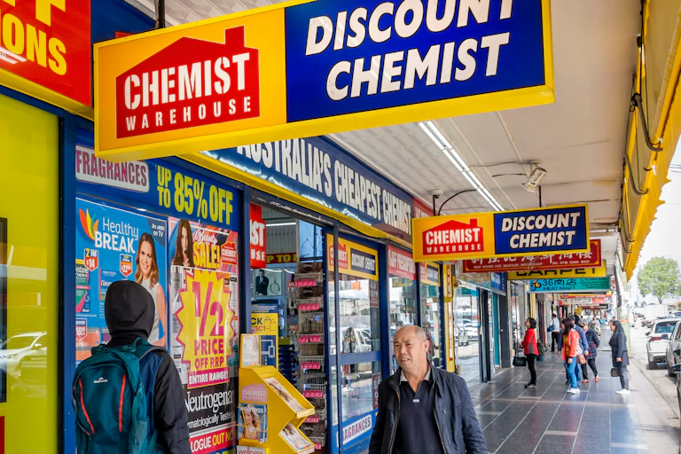 the chemist warehouse storefront seen from street level