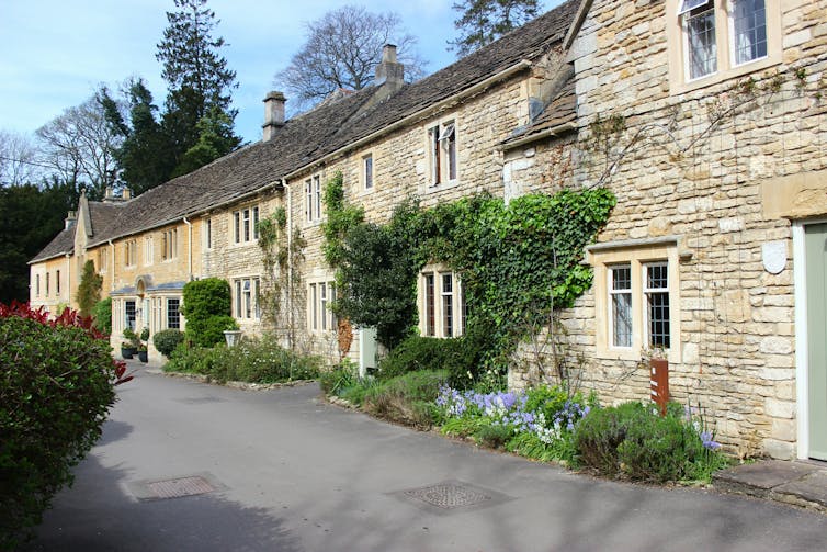 A row of stone village houses.