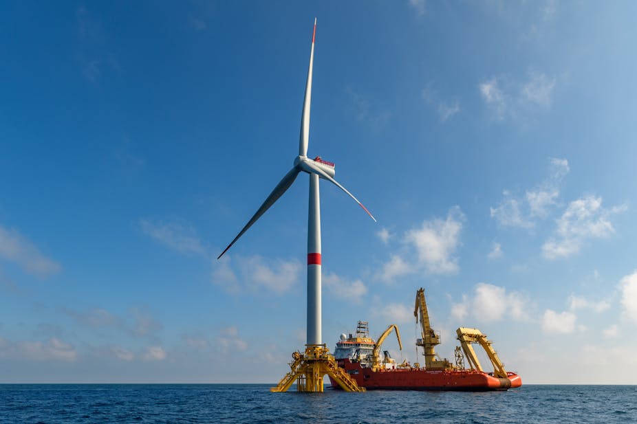 Offshore wind turbine and installation boat