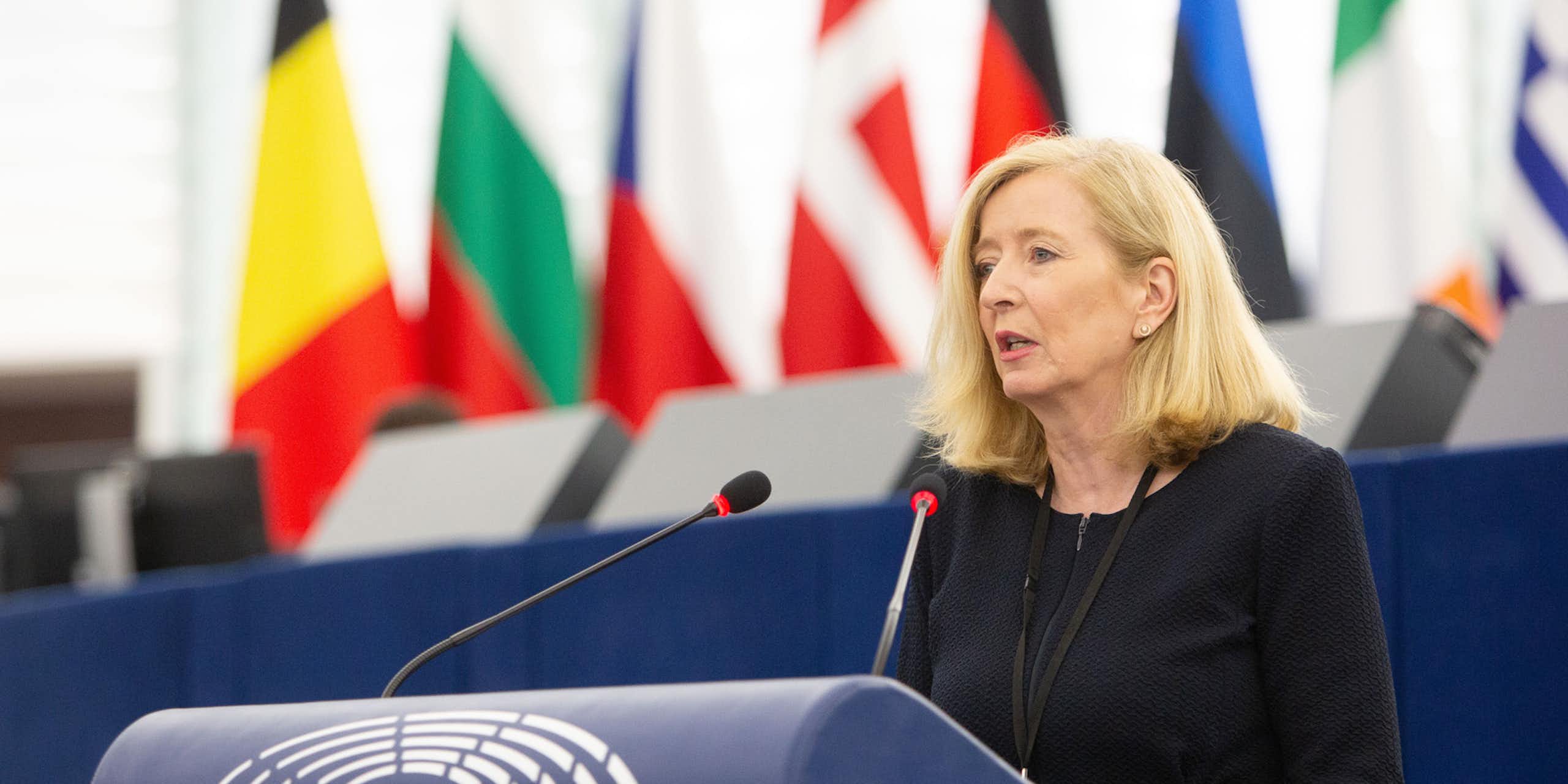 Emily O'Reilly au pupitre au Parlement européen