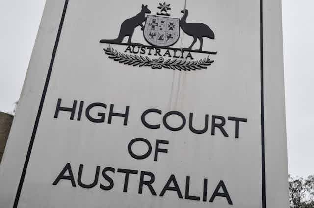 A sign reading 'High Court of Australia'