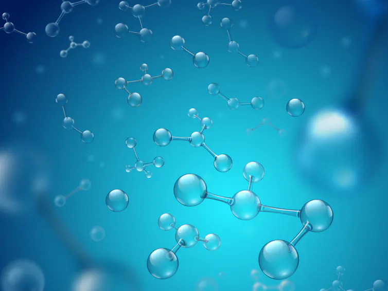 A digital drawing of hyaluronic acid molecules forming networks.
