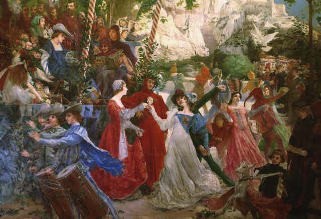 Pintura que retrata una fiesta medieval