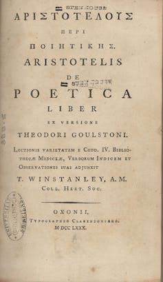 Edición de 1780 de la _Poética_ de Aristóteles.