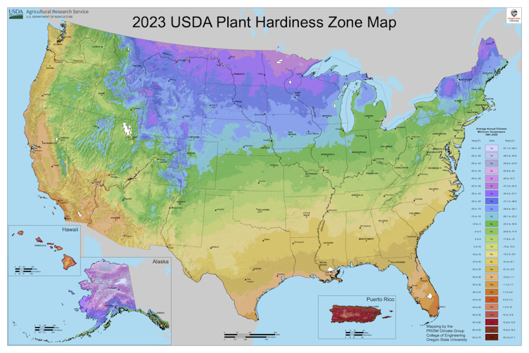 A U.S. map divided into colored geographic zones with a numbered key.