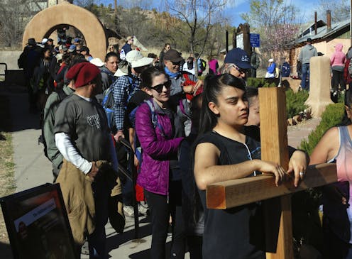 An annual pilgrimage during Holy Week brings thousands of believers to Santuario de Chimayó in New Mexico, where they pray for healing and protection