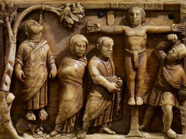 Relief sculpture of Jesus crucified