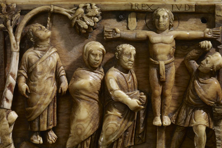 Relief sculpture of Jesus crucified