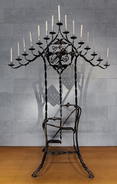 A large standing candelabra.