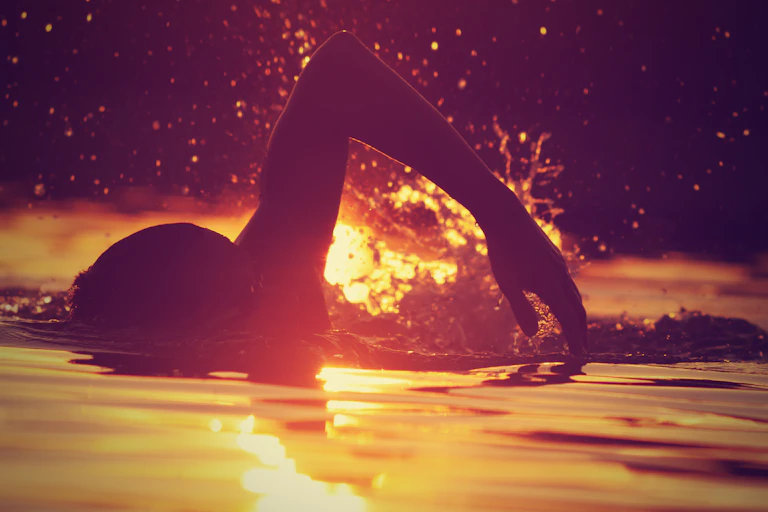 A man swimming