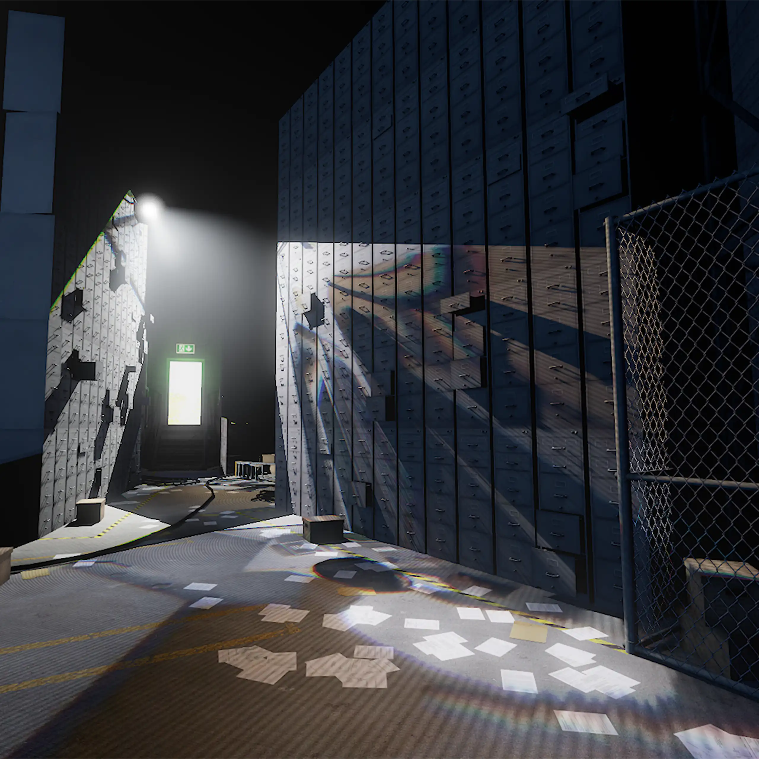 Imagen de una oficina con archivadores que llegan hasta el techo y papeles por el suelo.