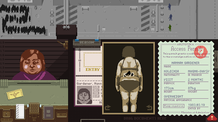 Captura de un momento del videojuego _Papers, please_.