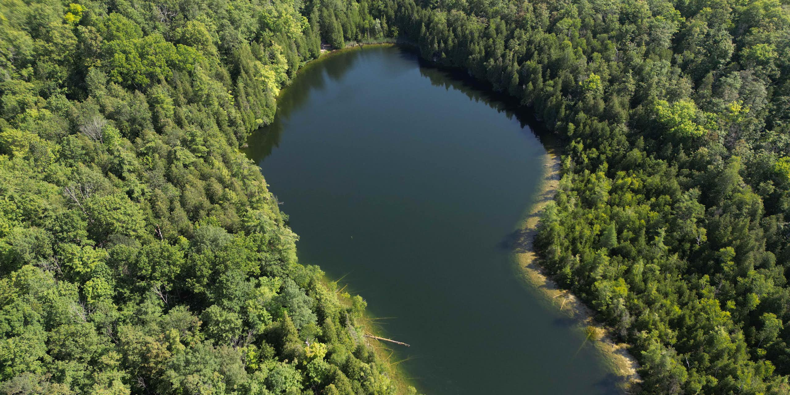A lake is seen from above.