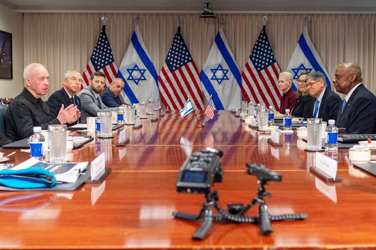 Israeli defense minister, Yoav Gallant, and his team meet with US defense secretary, Lloyd Austin in Washington March 26.
