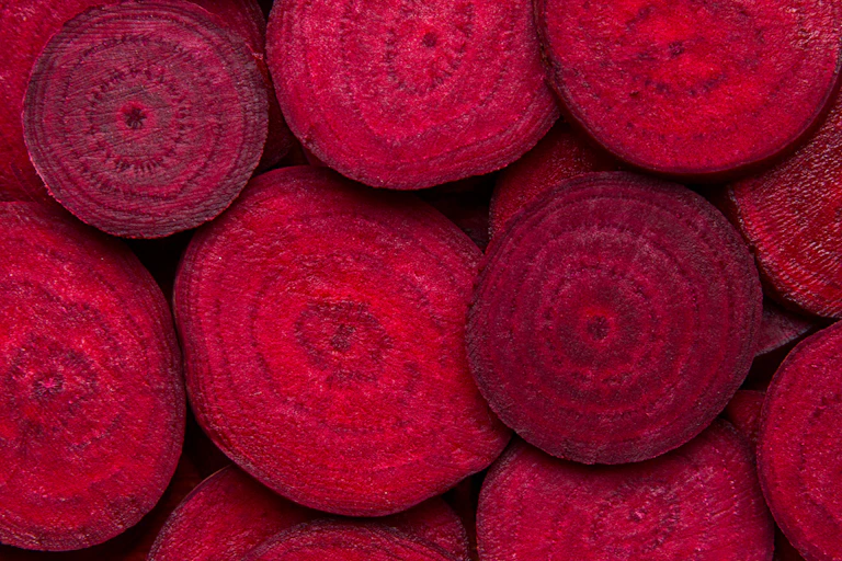 Beetroot slices arranged side by side