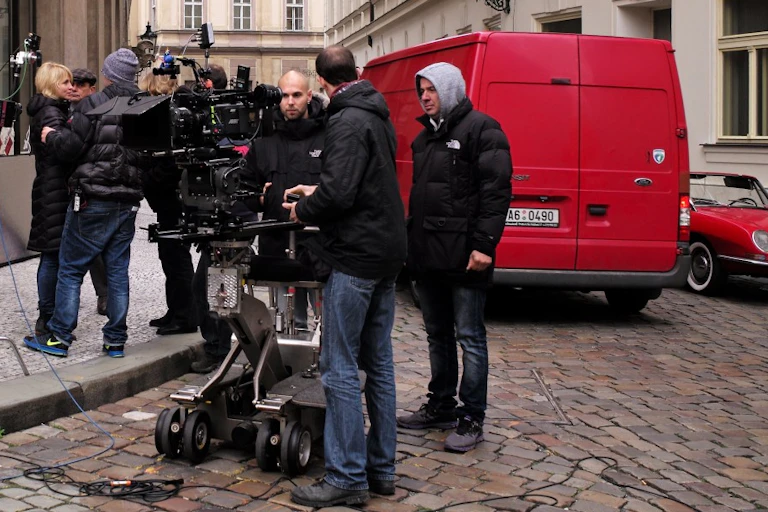 Tournage de film dans les rues de Prague