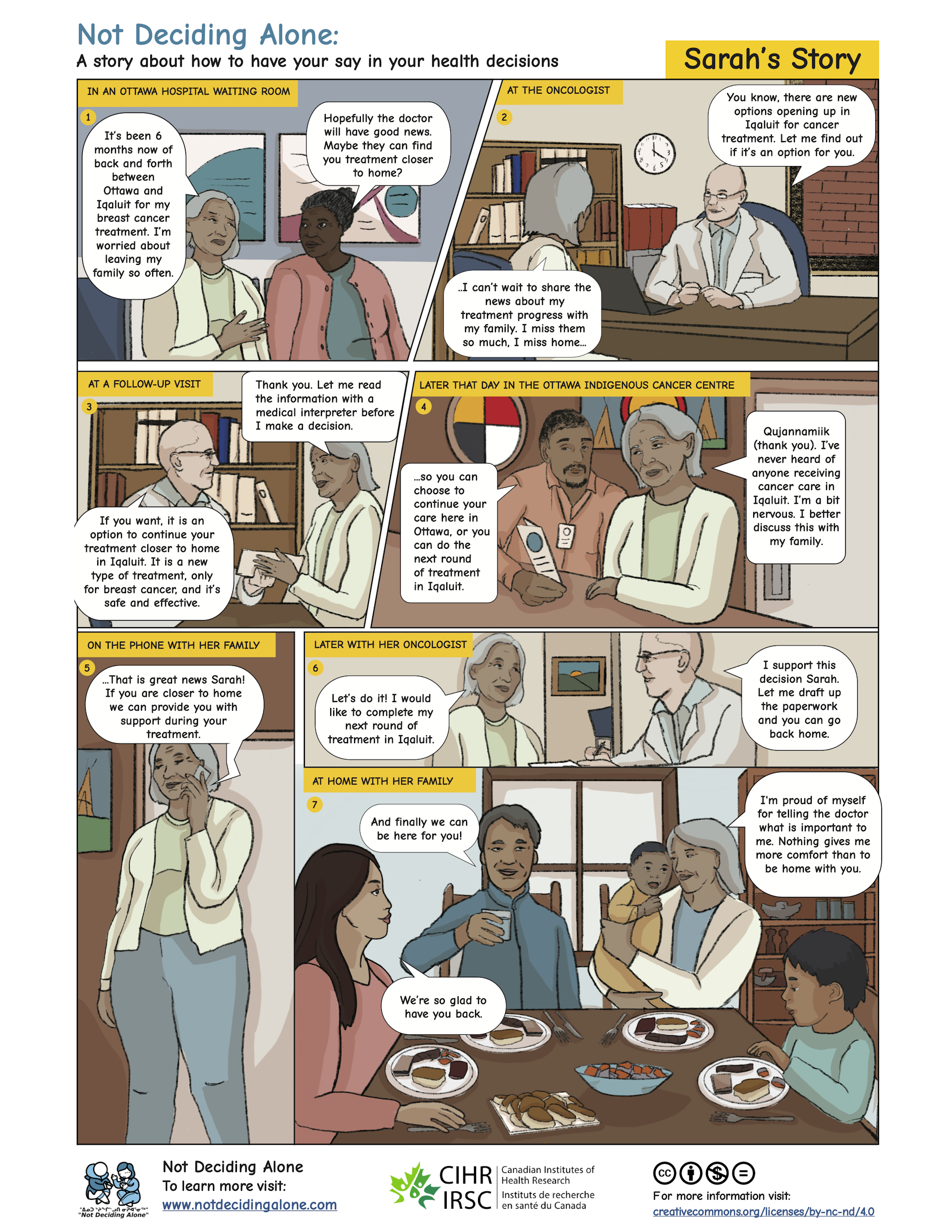 A story in graphic form about health decision-making called Sarah's Story