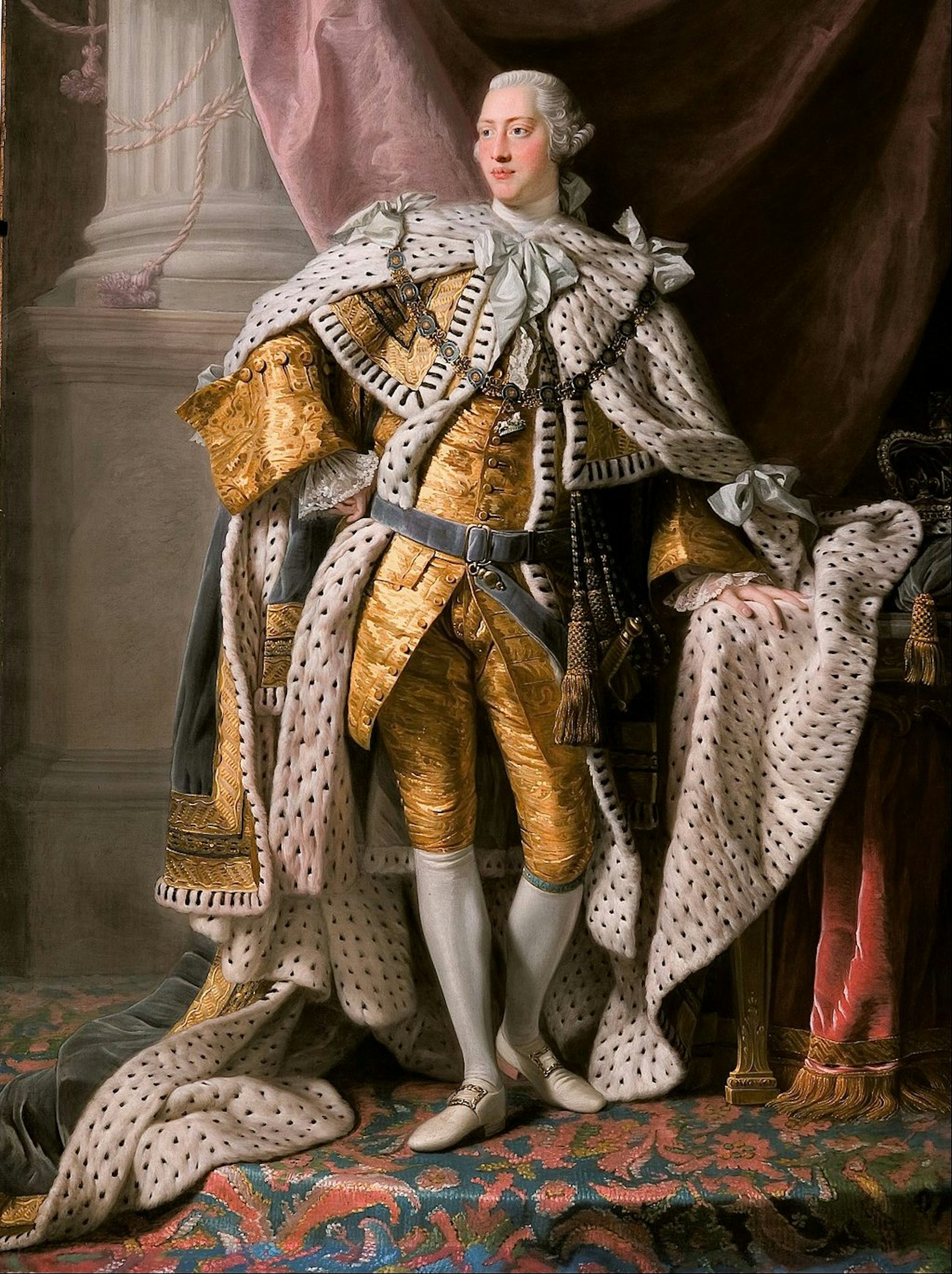 A historical painting of a king.