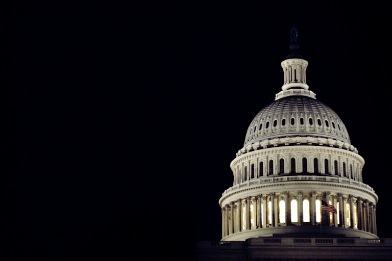 A white dome on a dark night.