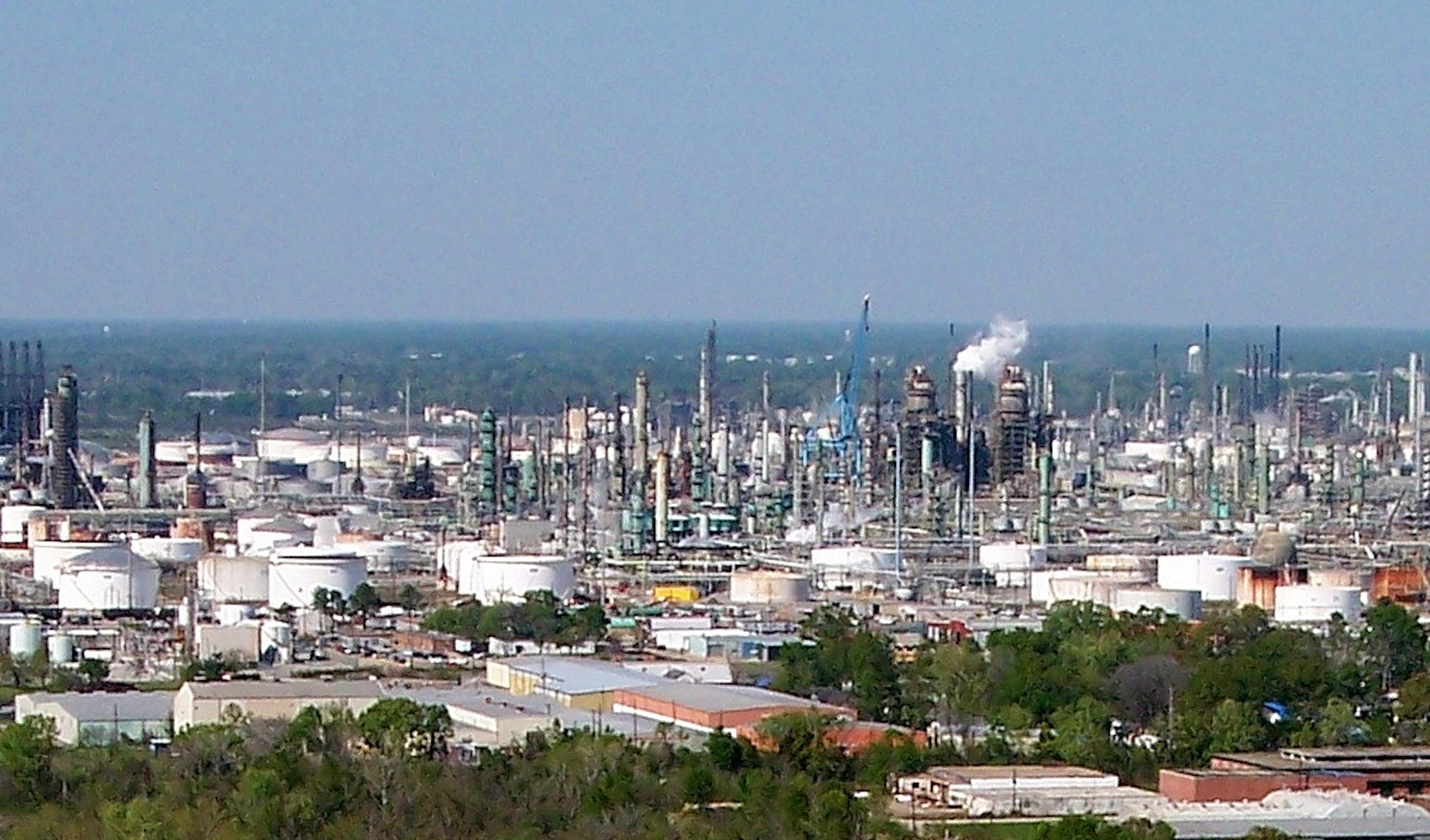 The view of the Exxon refinery from the state capitol.