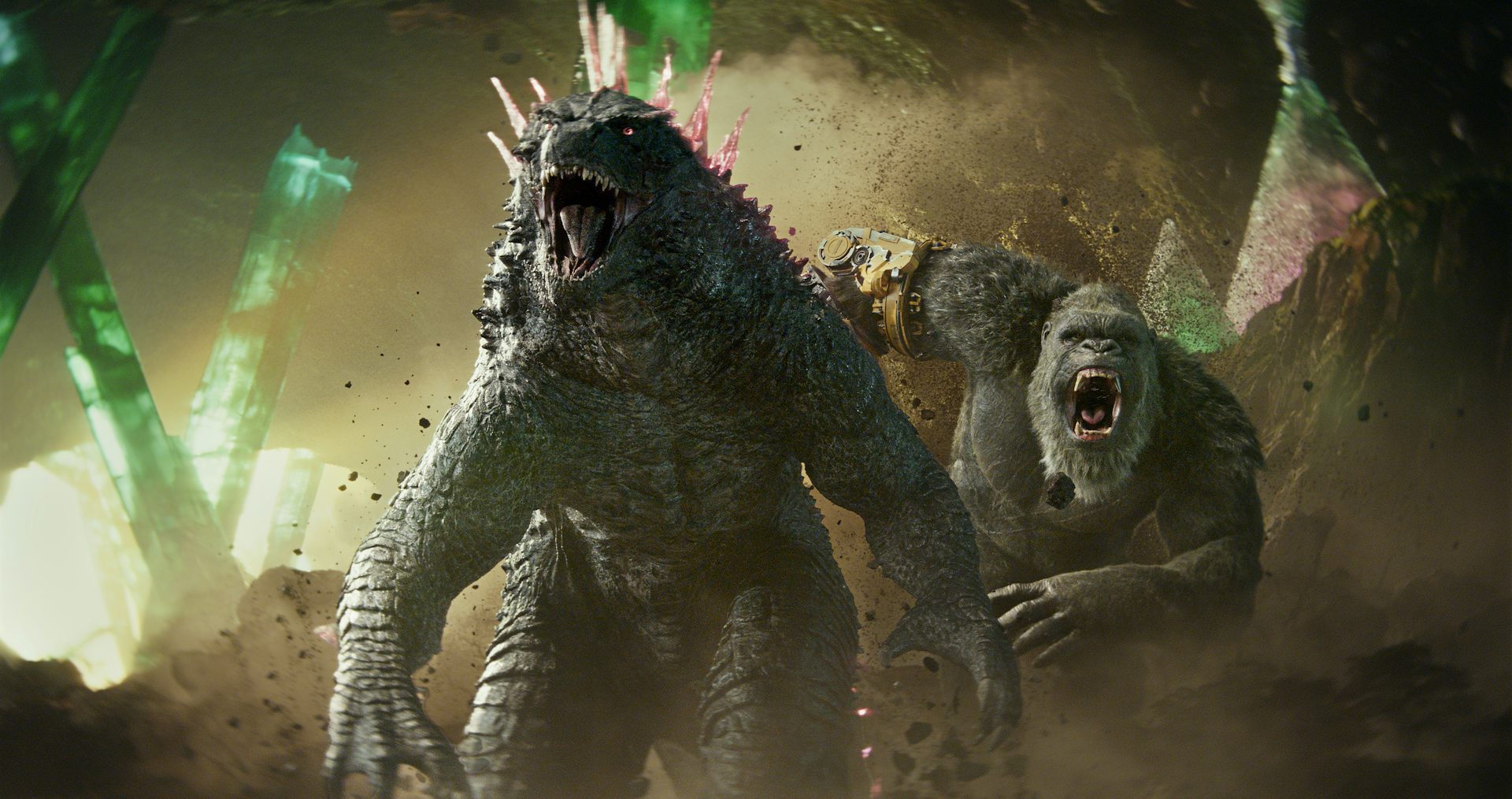 Godzilla and Kong running side by side