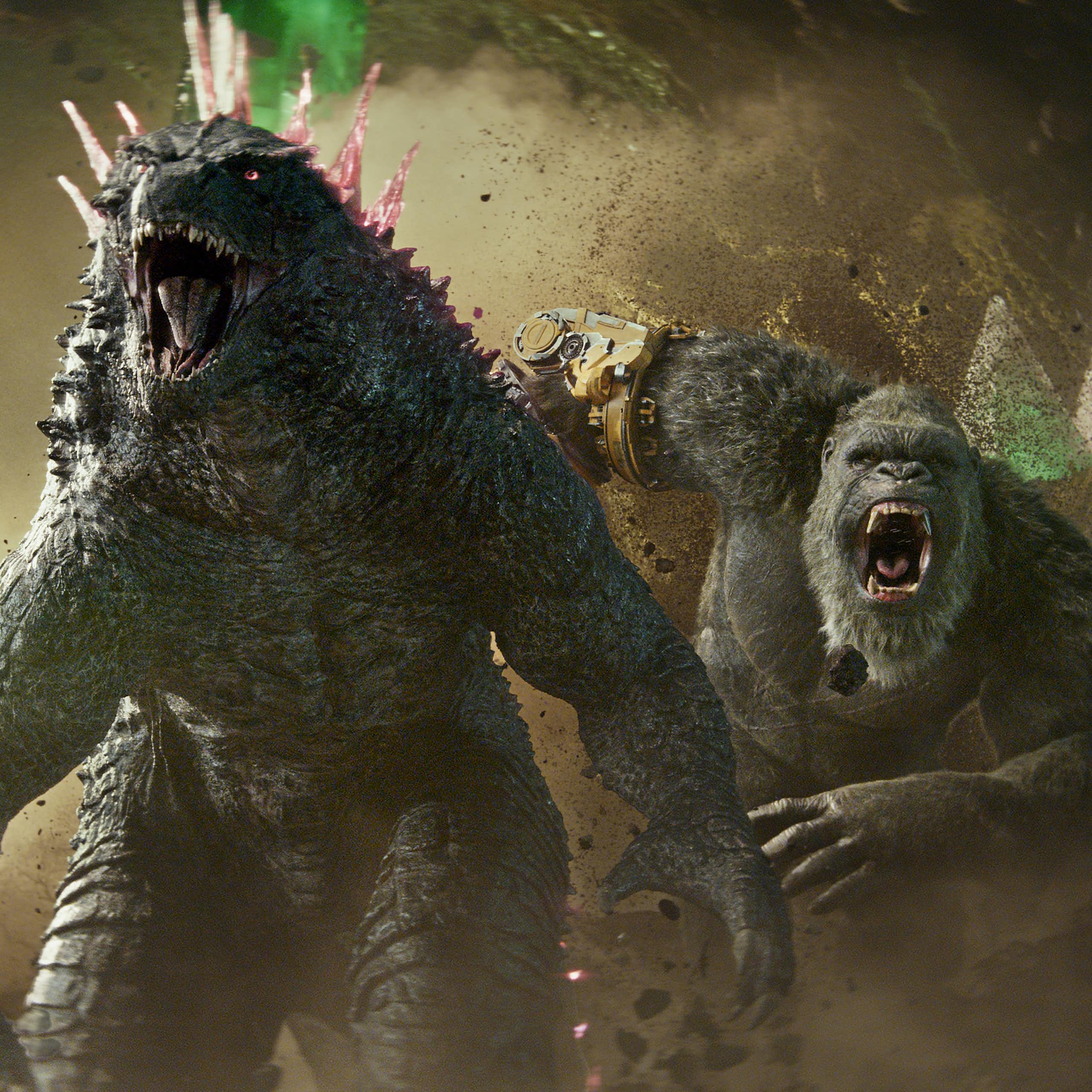 Godzilla and Kong running side by side