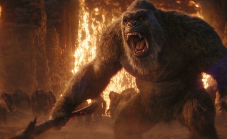 Kong surrounded by flames