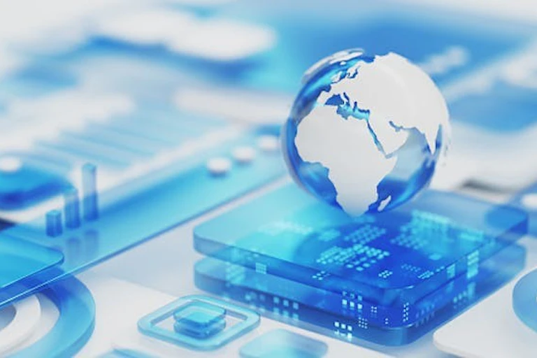 Illustration d'un globe sur un circuit informatique