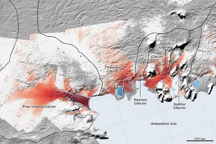 A map of retreating glaciers in West Antarctica