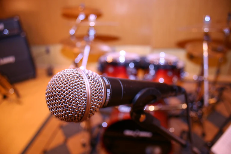 A microphone in a studio
