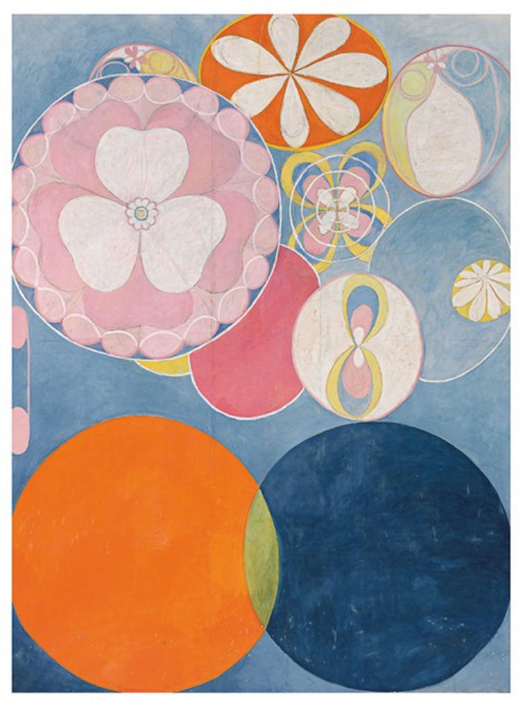 A colourful abstract painting by Swedish painter Hilma af Klint.