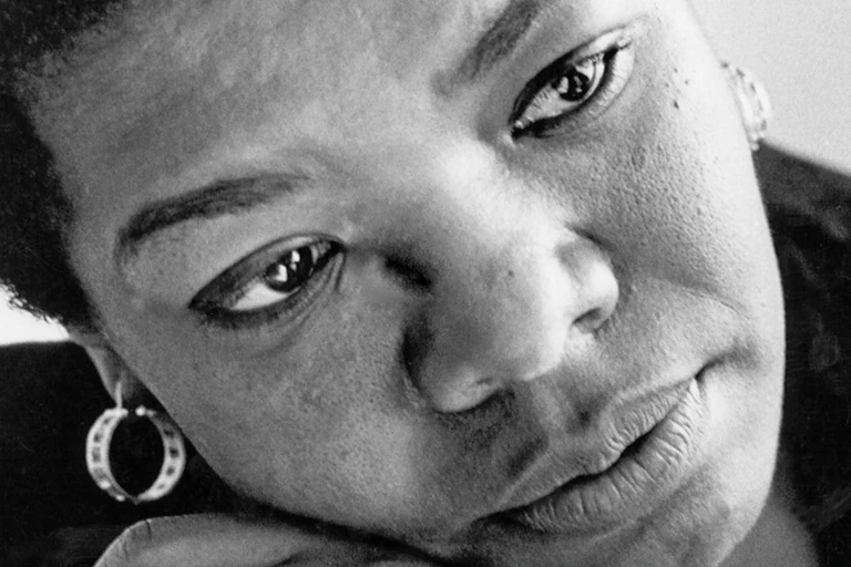 Black and white photo of Maya Angelou