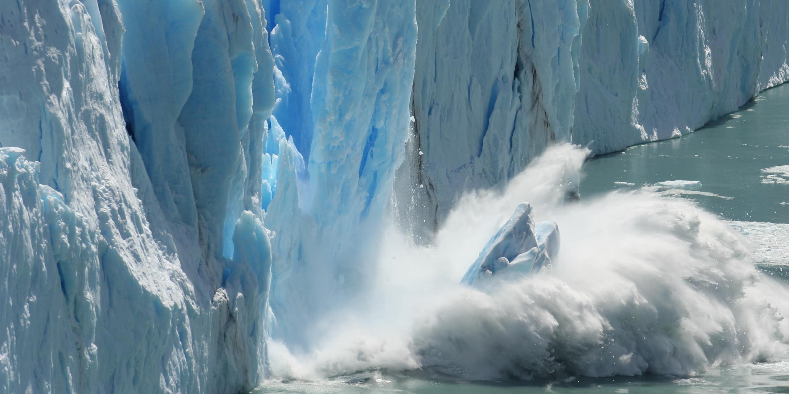 Ice collapsing from an Antarctic glacier