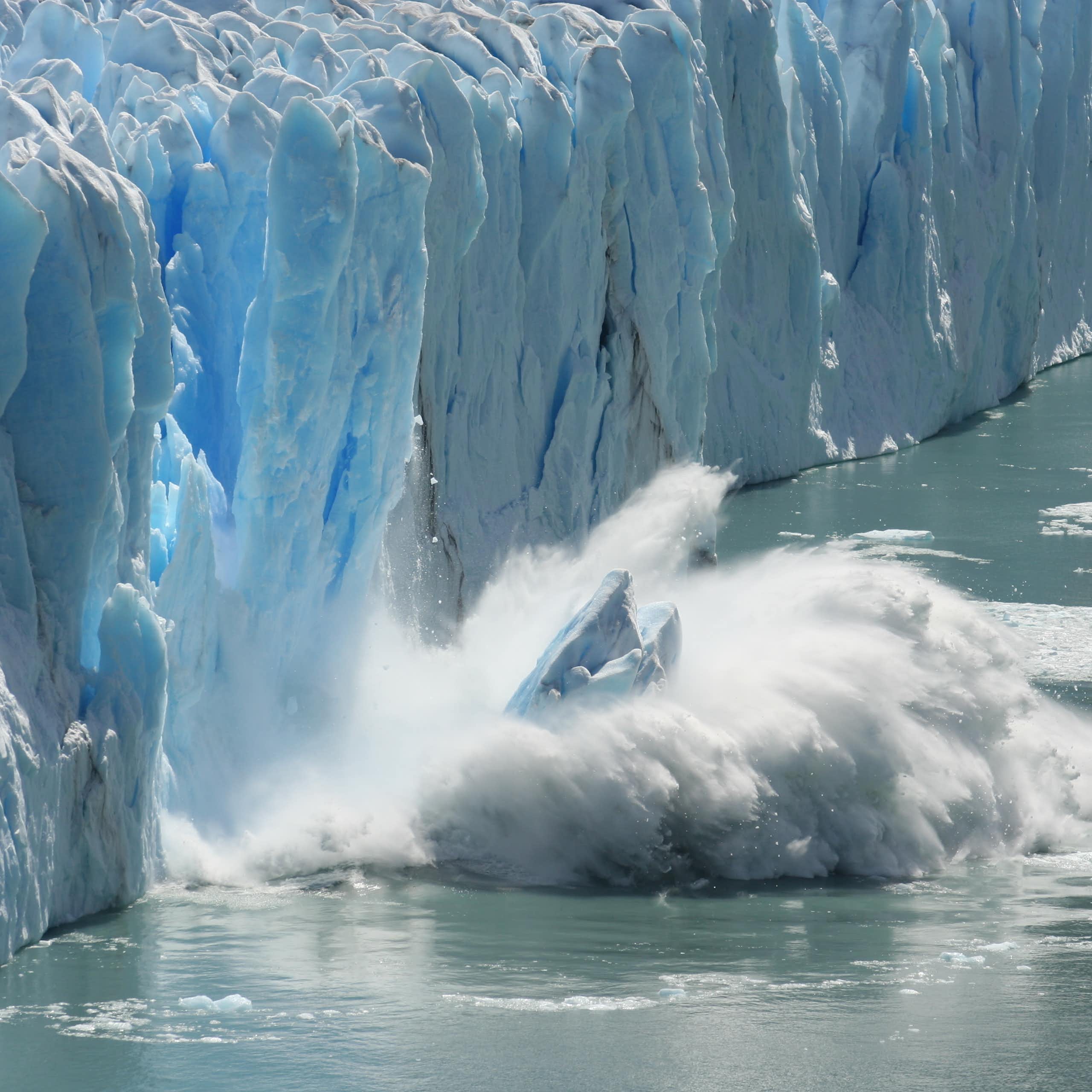 Ice collapsing from an Antarctic glacier