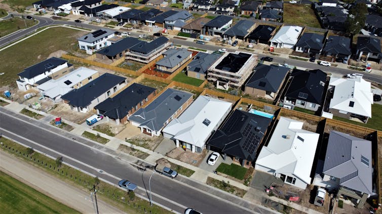 An aerial view of a new housing estate