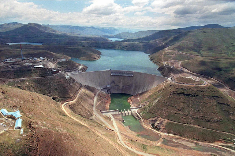 A giant dam set between mountains