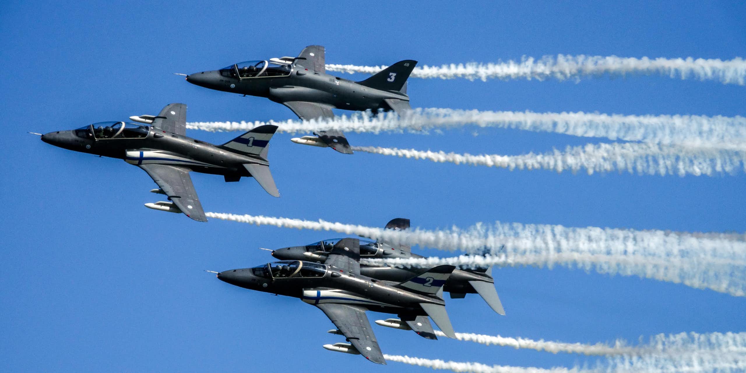 Three aircraft from the Finnish airforce.