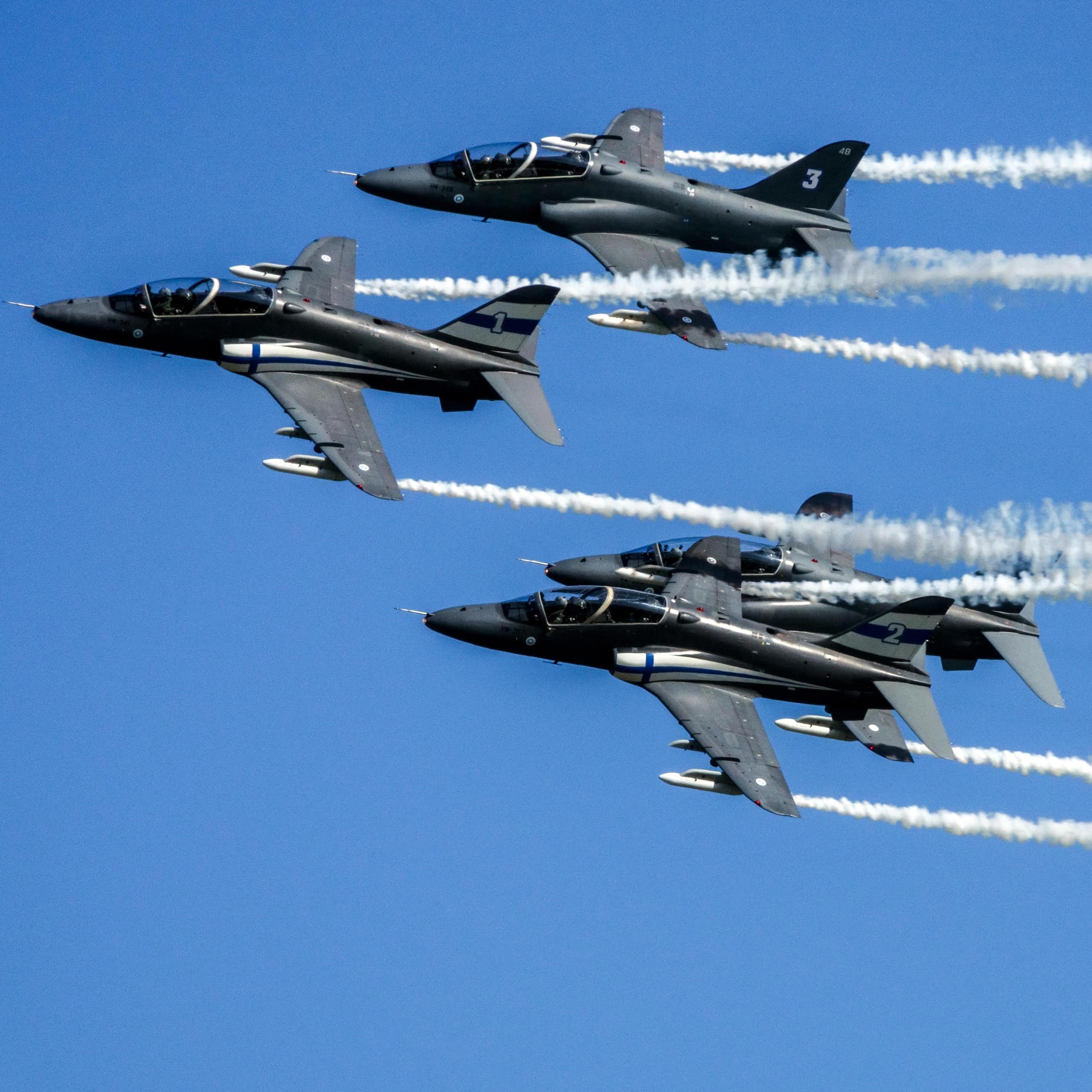 Three aircraft from the Finnish airforce.
