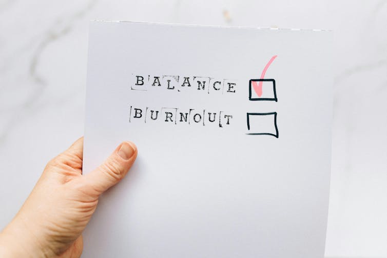 A balance v burnout checklist