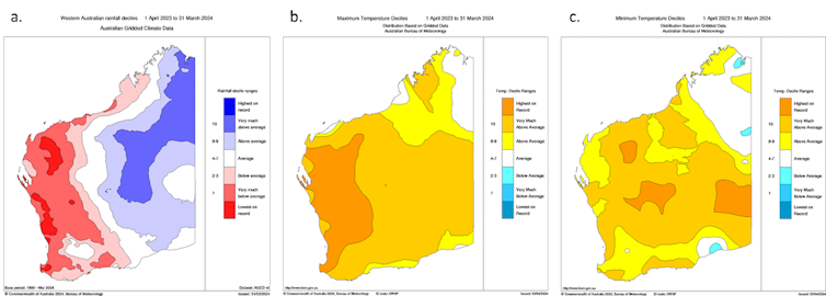 figure showing low rain and high temperatures in WA 2023-24