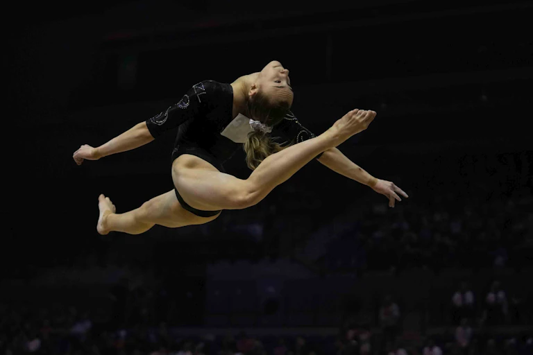 New Zealand's Keira Rolston-Larking competes on the balance beam