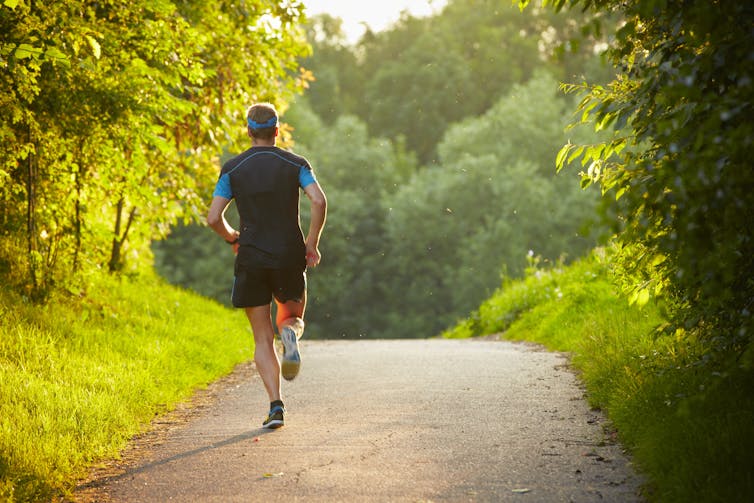 man jogs outside