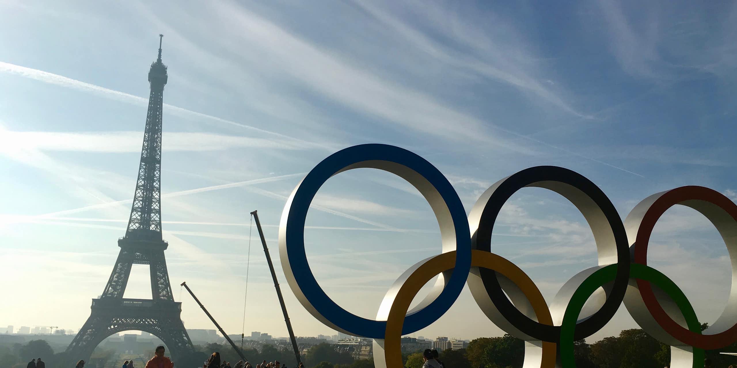 Eiffel Tower and Olympic rings.