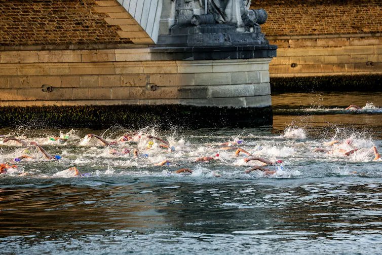 Swimmers in the River Seine.