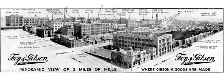 Advertisement featuring drawing of mills