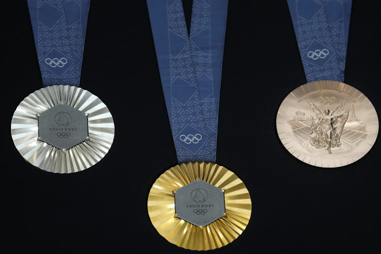 The Paris 2024 Olympic medals are showcased