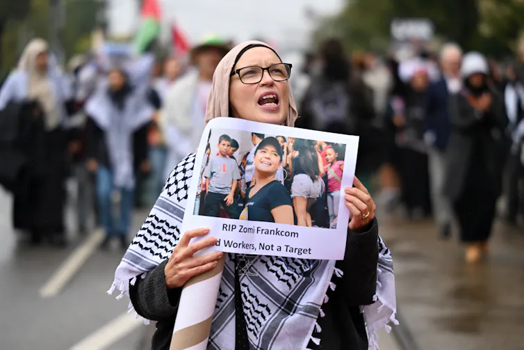 Protest in Melbourne in support of Palestine.