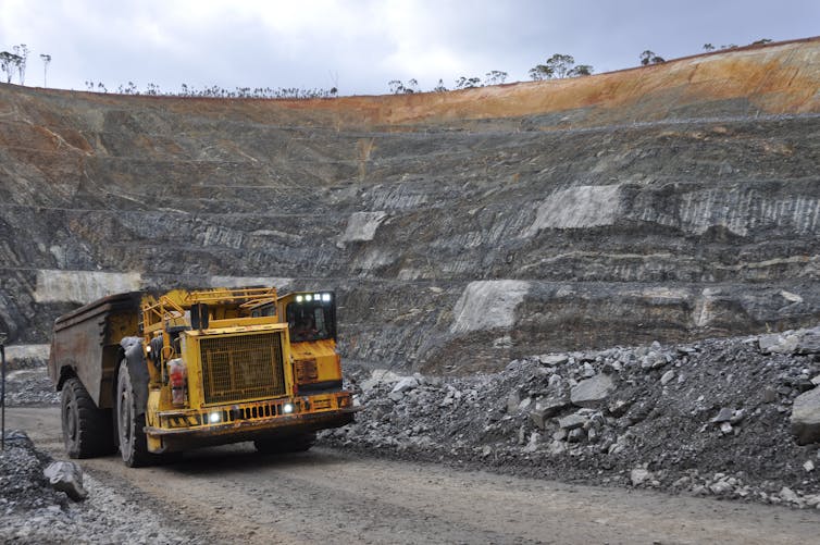 Truck drives through Nickel mine in Western Australia