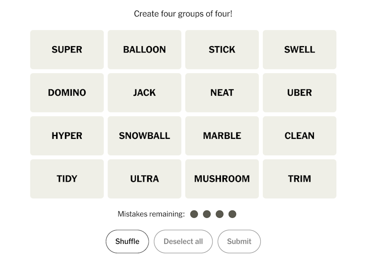 Connection game screenshot.