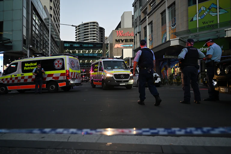 Police outside the Westfield shopping centre